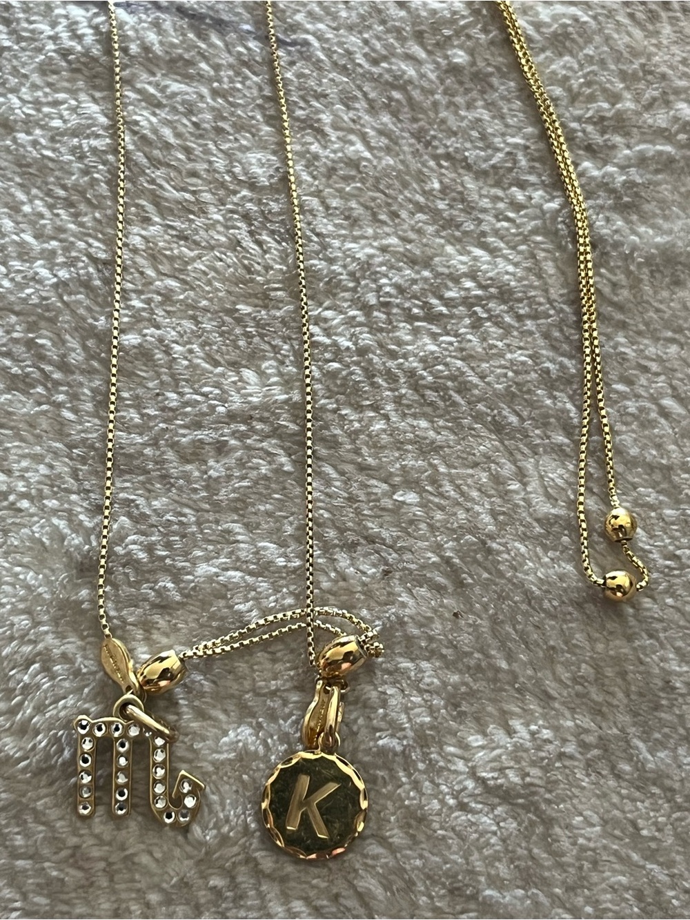 Alex and Ani’ Gold Plated Sterling Silver Initial K Scorpio Pendant Necklace